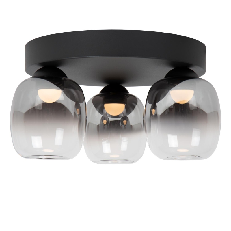 Lucide TAMINO - Flush ceiling light - LED Dim. - 3x5,6W 3000K - Black